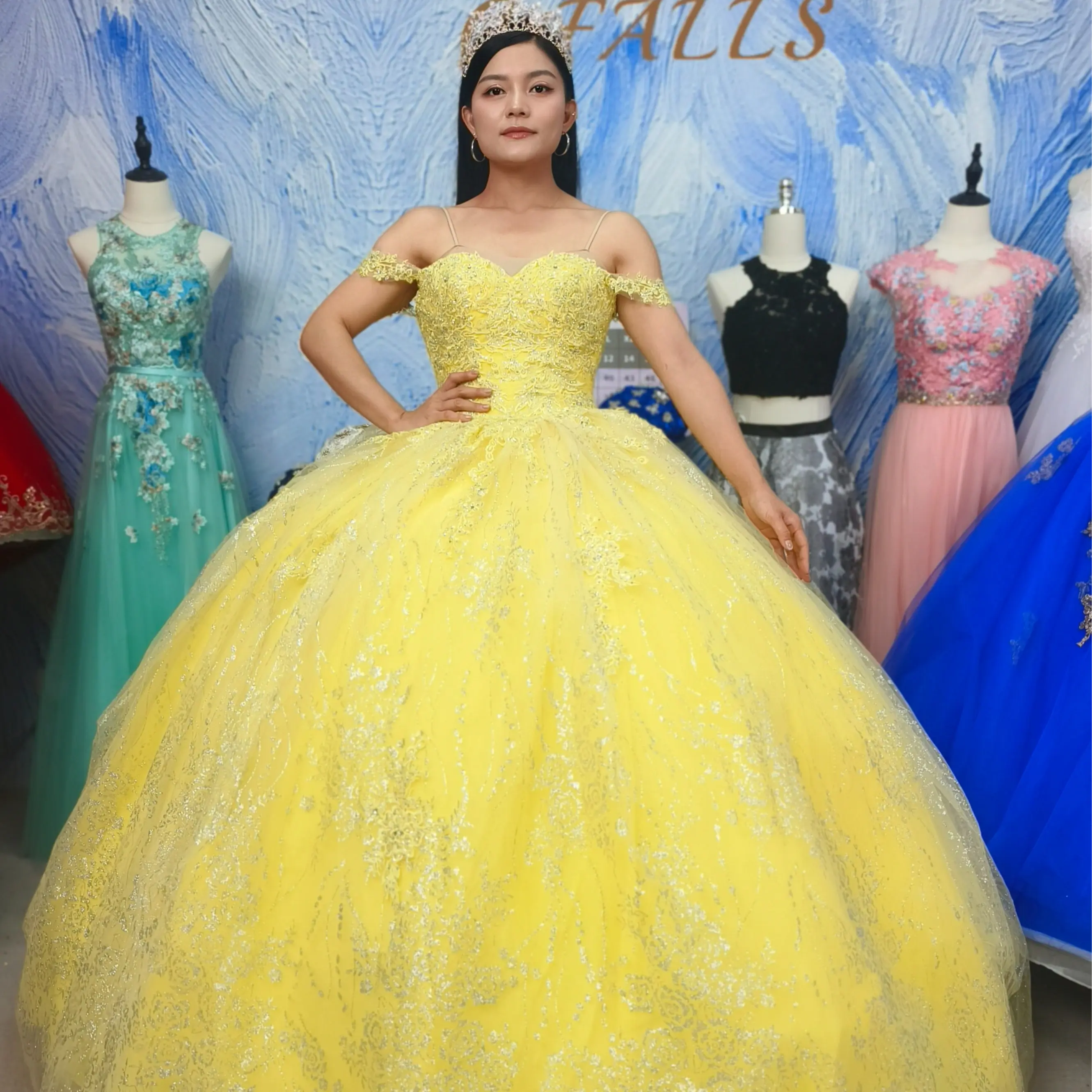 No.19 Sparkle Tulle Ball Gown - Quinceanera, Anniversary Dresses in Yellow, Red, Lilac, Light Blue, Blush, Party Fit, Wedding, Formal Wear, Outfit Of The Night, S