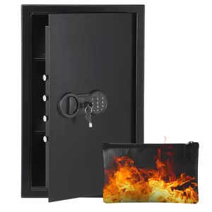 Heavy-Duty Steel Safe Box with Dual Key & Digital Lock, Security Safe Storage for Home/Office, Wall Mountable Money Safe for Cash, Jewelry, Passports