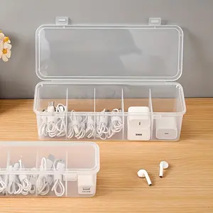The 5-compartment large-capacity cable management box with a cover is a space-saving desktop storage solution, Cable Organizer suitable for both office and home use. Made of durable plastic, it is ideal for office storage and daily home organization