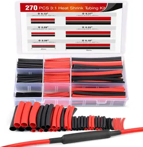 Nilight 270 pcs 3:1 Dual Wall Adhesive Heat Shrink Tubing kit, 6 Sizes(Dia): 1/16", 3/32", 1/8", 3/16", 1/4", Best Cable Sleeve Tube Assortment , 2 Years Warranty