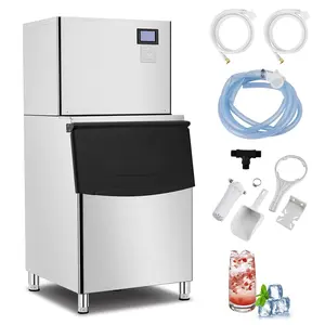 【GARVEE】560LBS/24H Commercial Ice Maker Machine, Freestanding Large Ice Maker w/ 350LBS Ice Storage, Adjustable Ice Cube, Self-Cleaning, Stainless Steel Industrial ice Machine Commercial for Restaurant
