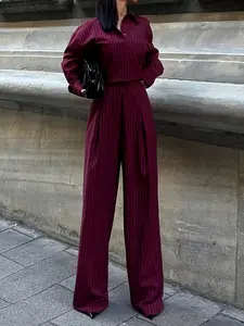 Women's Wide Leg Pants Set, Casual Loose Fit Design, Comfortable Daily Wear, Perfect for All Seasons, Versatile Fashion Choice