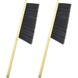 2 Pcs Hand Broom Brush with Wooden Handle Soft Bristle, Cleaning Dust Brush for Furniture Bed Car Sofa Crevice Fireplace Clothes Straight Handle