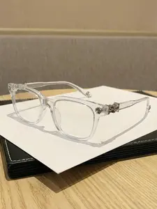 Square Vintage Flat Light Mirror, Anti-Blue Light Cross Flower Design, Decorative Daily Party Outdoors Unisex Glasses