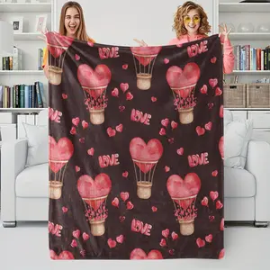 Valentine'S Day Collection Printed Flannel Blanket Polyester Fiber Material Soft And Cozy Warmth Design The Perfect Holiday Gift Choice Ideal Winter Gift Option Suitable For Bedrooms, Dorm Rooms, And Study Areas
