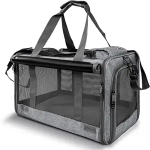TSA Approved Large Cat Carrier | Breathable Mesh Pet Travel Bag with Privacy Curtains for 2 Cats & Big Cats