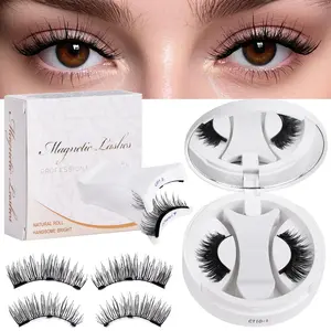 Quantum Magnet 3D Magnetic False Eyelashes Set, Fine Natural Look, Fluffy Eyelashes, Includes Lash Curler, Reusable Strong Magnets, DIY Trimming