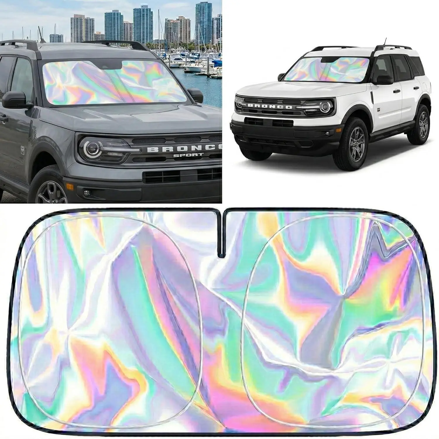 for Ford Bronco Sports 2021-2025 Windshield Sun Shade - Foldable Windshield Cover Sun Shade for Bronco Sports Accessories Protect Car from Sun Rays Overlapping UV Reflective Window Sunshade