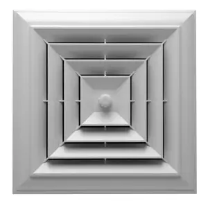 212 MAIN White Square Capital Crown Indoor Ceiling Diffuser - Square Shape, 8-7-6 in. Reducing Boot, 8 and 6 in. Reducing Model, Custom Graphics, 8, 6 In. And 8-7-6 In. Reducing Model