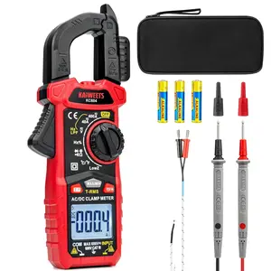 [fathersdaygift]  KAIWEETS Digital Clamp Meter Multimeter with D-Shaped Jaw for AC/DC Current & Voltage, Auto-ranging 4000 Counts Voltage Tester with Flashlight Backlight, Measuring Temperature Continuity Diode NCV