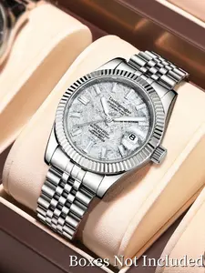 Men's Business Fashion Round Dial Analog Mechanical Watch, Fashion Watch for Party, Daily Clothing Decor, Trendy All-match & Exquisite Watch for Birthday Gift with Box