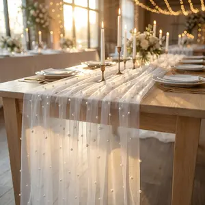 Pearl Beaded Sheer Curtain, Table Runner, Ceremony Background, Home Decor, Room Decoration, Birthday Party, Valentine's Day