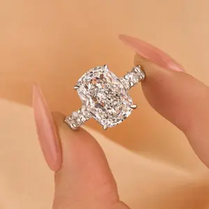 Effinny 9.0ct/4.5ct Gorgeous Elongated Crushed Ice Cushion Cut Engagement Ring In Sterling Silver, 5A Grade Cubic Zirconia Women's Promise Ring, Anniversary Ring for Women