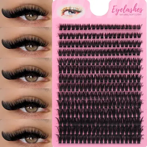 14 Rows of Segmented Cluster Lashes, Fluffy Eyelash Clusters, Voluminous False Eyelashes, Diy Volume Eyelashes, Soft and Natural, Large Capacity, Travel-Friendly, Individual Lash Extensions, Cosmetic, Makeup, Eyelashes Extensions