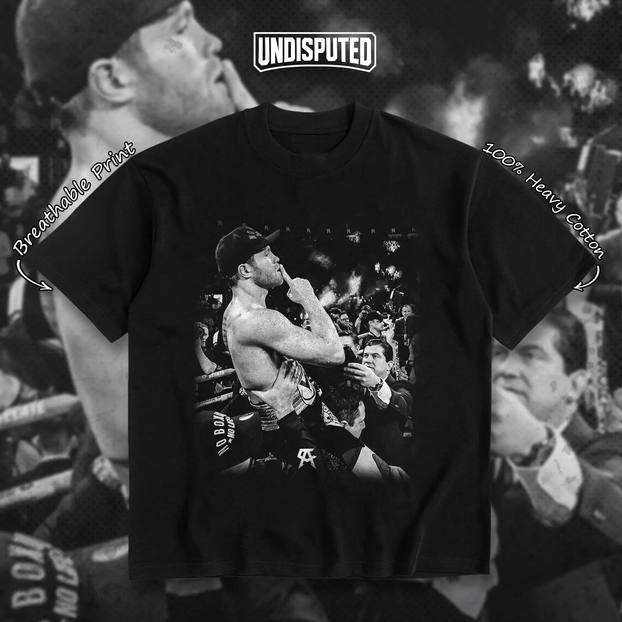 UNDISPUTED Canelo Alvarez Champ Heavy Cotton T-shirt Boxing Fight Night Shirt Fan Apparel Gift For Boxing Fan Menswear Breathable Print