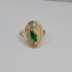 Gold-Plated Saint Jude Religious Ring with Unique Geometric Design, Zises 7-10