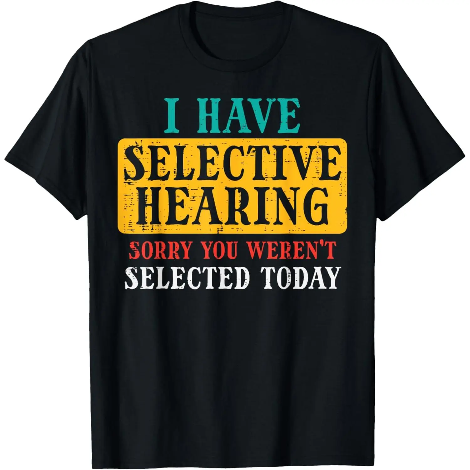#TikTokShopRestock Men's Plus Size Cotton Funny Graphic Tee - Relaxed Fit, Casual, Round Neck, "Selective Hearing Sorry" Humorous Saying for Daily Wear