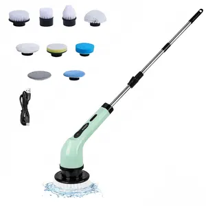 Electric Spin Scrubber, Rechargeable Cleaning Brush with 6 or 9 Brush Heads, Cordless Shower Scrubber for Cleaning Tub, Tile, Floor and Window, Cordless Handheld Scrubber