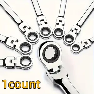 Dual-Purpose Spring Wrench with Flexible Head, Flexible Head Feature, Double Functionality, Chrome Vanadium Steel, High Torque, Ideal for Car Repair, Mechanics Shop, Home Use, Combination Wrench