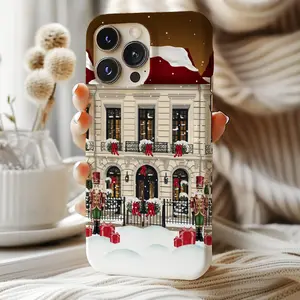 Luxury Christmas House Phone Case – Elegant Holiday Mansion Design, Snowy Winter Scene, Festive Gift Boxes & Nutcracker Guards, Aesthetic iPhone Case