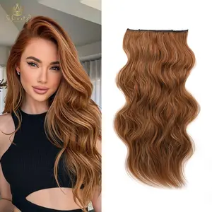 [ Qbeauty ] Dimensional Strawberry Clip- in Synthetic Hair Extensions Long Wavy 4PCS Thick Hairpieces Double Weft Natural Hair Extensions for Women