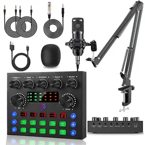 V8S professional mixer with speech converter, 4 speech modulations and 10 live sound effects, digital mixing console with voice eliminator and duck, suitable for real-time streaming recording of podcast devices, karaoke games, PC/Mac/smartphones