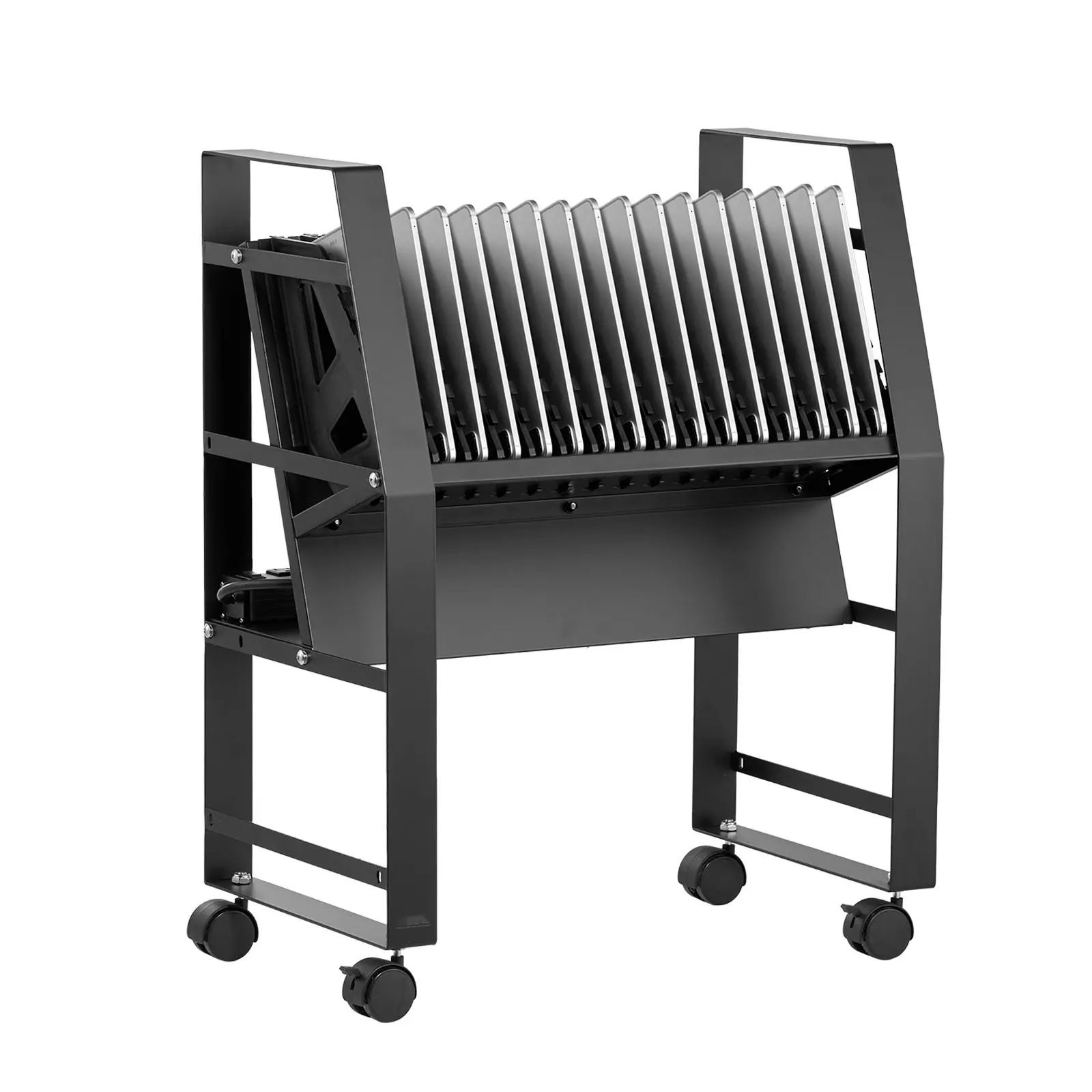 Charging Cart For Education: 16-Device Mobile Open Charging Station With Up To 15.6-Inch Screen, Ideal For Office And Classroom, Mobile Charging Cart For Chromebooks, Tablets, Laptops, iPads And Other USB Powered Devices