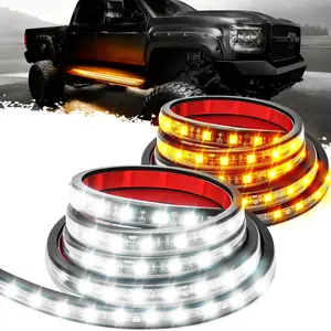 DIBMS 71" Running Board Lights 2PCS LED Strips w/Sequential Amber Turn Signal, DRL, White Courtesy Light for Extended Crew Cab Trucks Pickup Trailer, Side Wing Glow Light white courtesy light