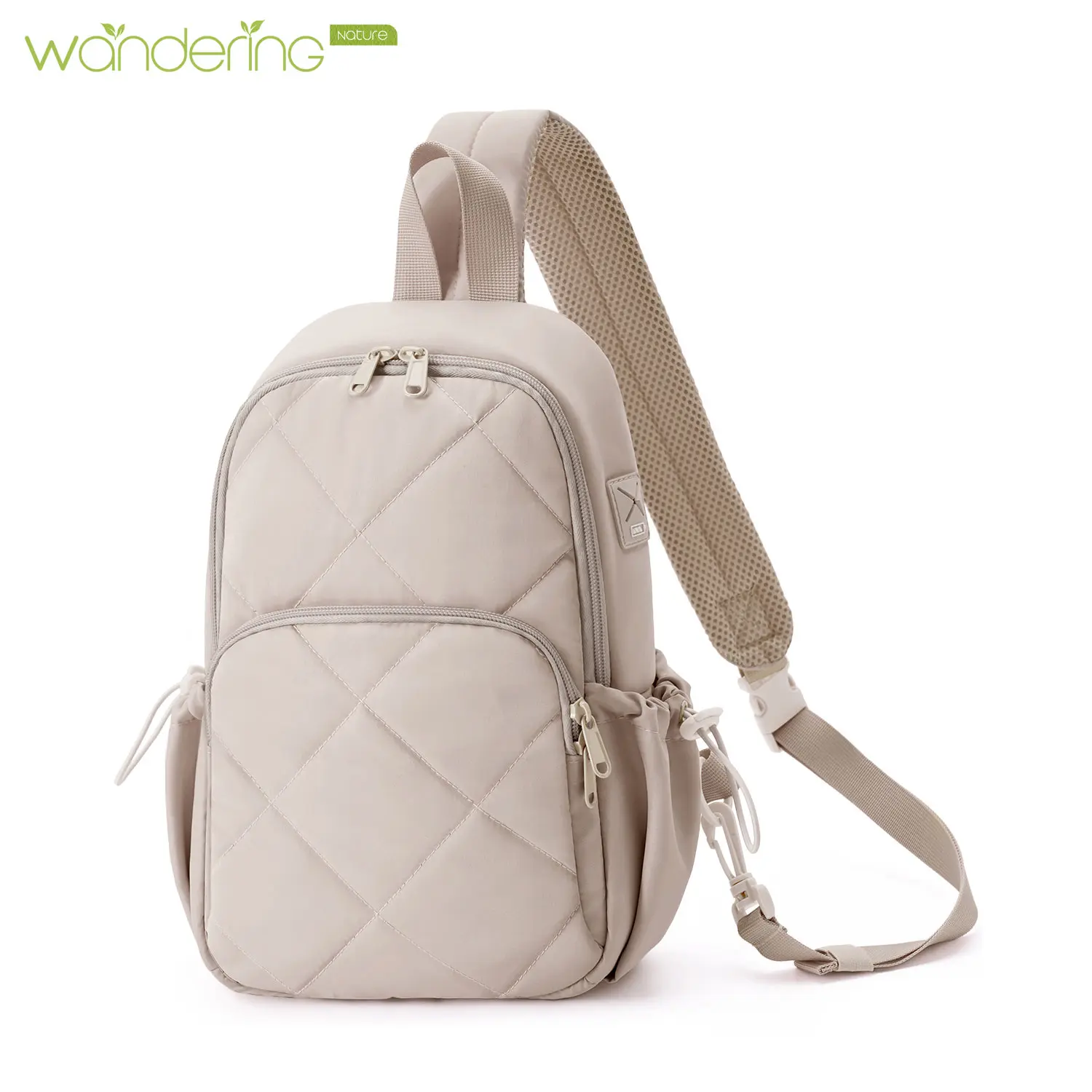 Wandering Nature Sling Bag for Women Lightweight Quilted Crossbody Bag Fits for 11" Tablet with Breathable Back Panel Anti Theft Pocket Padded Strap USB Charge Port, Ideal for Travel, Daily Use,back to school,back to school haul