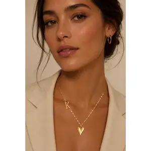 Waterproof Non Tarnish Initial Heart Pendant Necklace