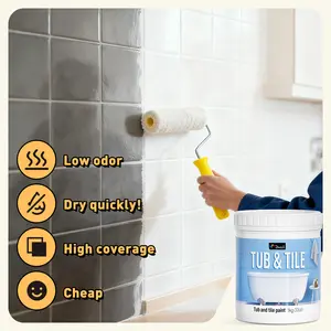 DWIL Tub and Tile Refinishing Kit Quick Dry Tile Paint for Wall Floor Semi Gloss White 33oz Water Based Bathroom Kitchen Toilet
