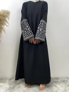 Women's Floral Embroidery Zipper Nursing Dress, Casual Long Sleeve Round Neck Long Dress for Spring & Fall, Women's Clothing for Daily Wear