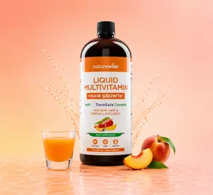 NatureWise Liquid Multivitamin Hair Growth for Women & Men + Tocogaia for Hair Growth & Skin Elasticity + Biotin, Vitamin D, E, B - Sugar Free Multivitamin - Peach Mango Flavor - Non-GMO - USA Manufactured