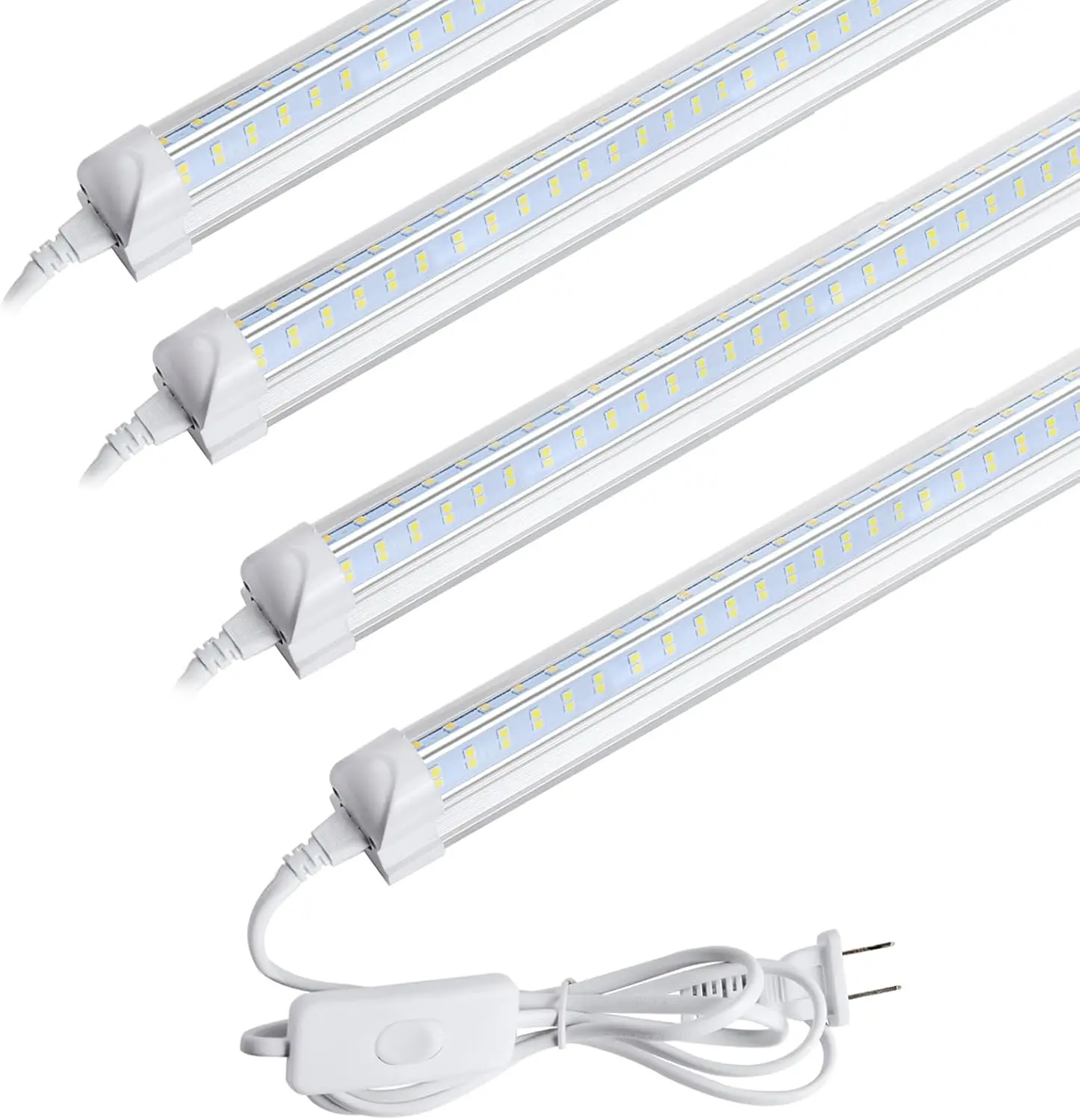 (4-Pack) Led Shop Light, Led Garage Light,2FT 25W 6500K Daylight 3500LM Linkable Clear Cover Integrated V-Shape for Shop Under Cabinet Office General Lighting,Cool White
