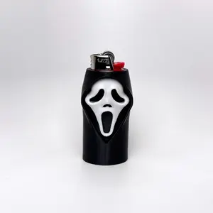 Ghost Face Lighter Sleeve Keychain Halloween BIC Accessory | Lightweight, Giftable Sleeve for Festivals & Everyday Use