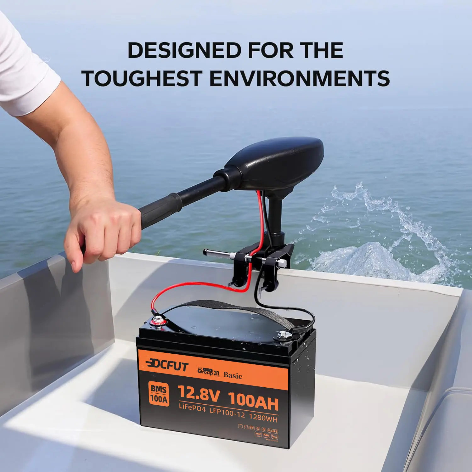 100Ah Capacity Lithium Iron LiFePO4 Deep Cycle Battery with Smart BMS, 12V/24V/48V (12.8V/25.6V/51.2V), CE, ROHS Compliant, Backup Power for RV/Marine, Solar Off-Grid Systems
