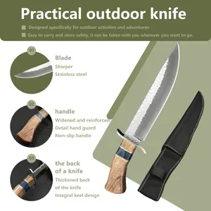 [Exquisite|High-end] 1 high-end and exquisite wooden handle outdoor kitchen knife | Suitable for outdoor travel, picnic and camping, portable