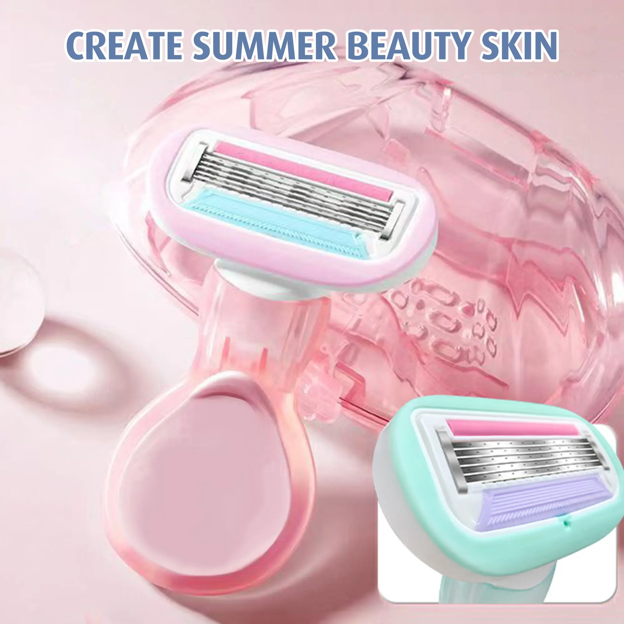 Women's 2-Pcs Set Beauty Razors - Smooth Shaver for Armpits, Legs Hair Removal, with Storage Feature (Party Bag Gift, Home Supplies Essential)