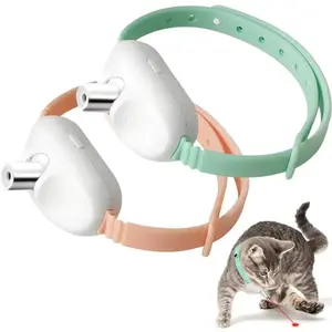 New USB Rechargeable Electric Smart Cat Laser Collar, Automatic Interactive Laser Pointer Toy for Indoor Cats, Wearable LED Light Amusing Pet Necklace