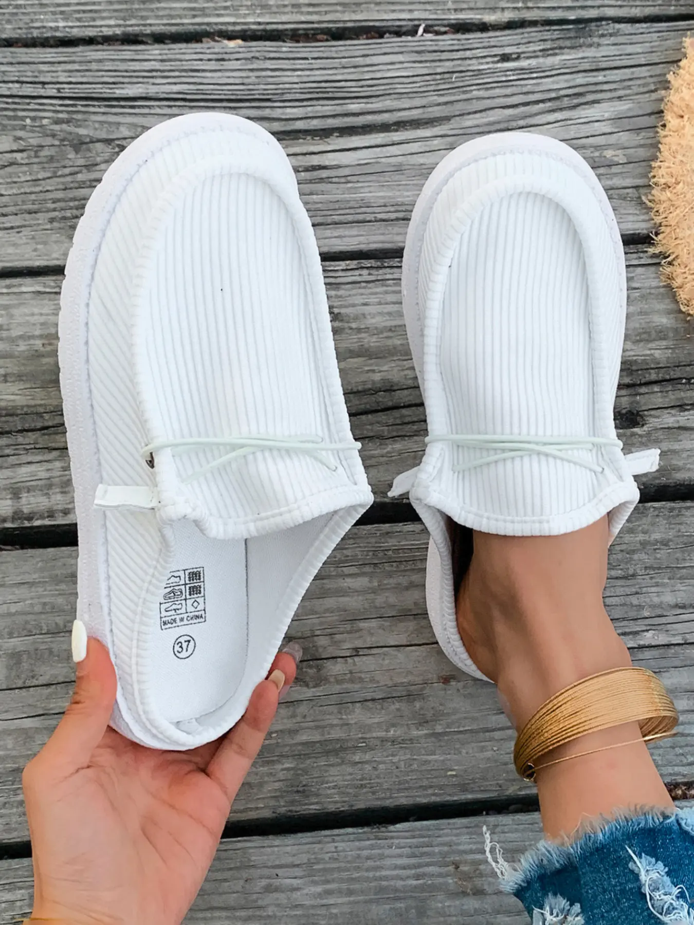 Women's Fashion Solid Color Trendy Flat Shoes, Casual Fashion Shoes, Round Toe Slip-On with Slippers, Lightweight Breathable Comfort Sports Shoes, Breathable Slip Ons, Breathable Summer Footwear