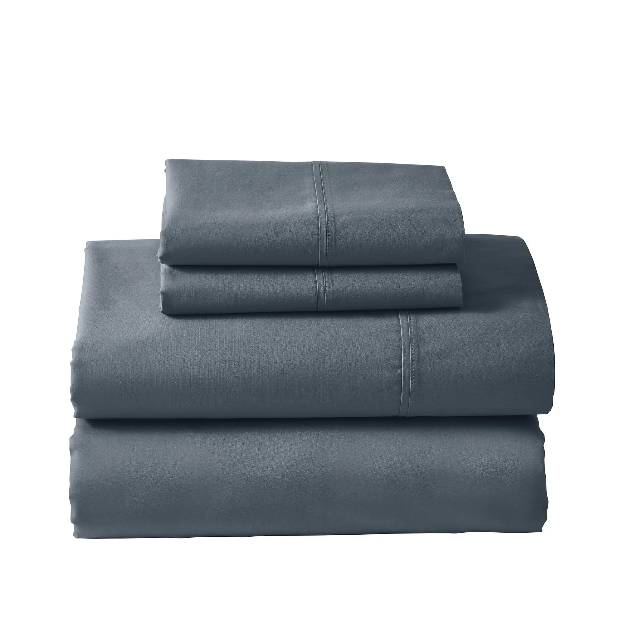 Better Homes & Gardens Full Size 4-Piece 300 Thread Count Gray Cotton Percale Cool & Crisp Sheet Set