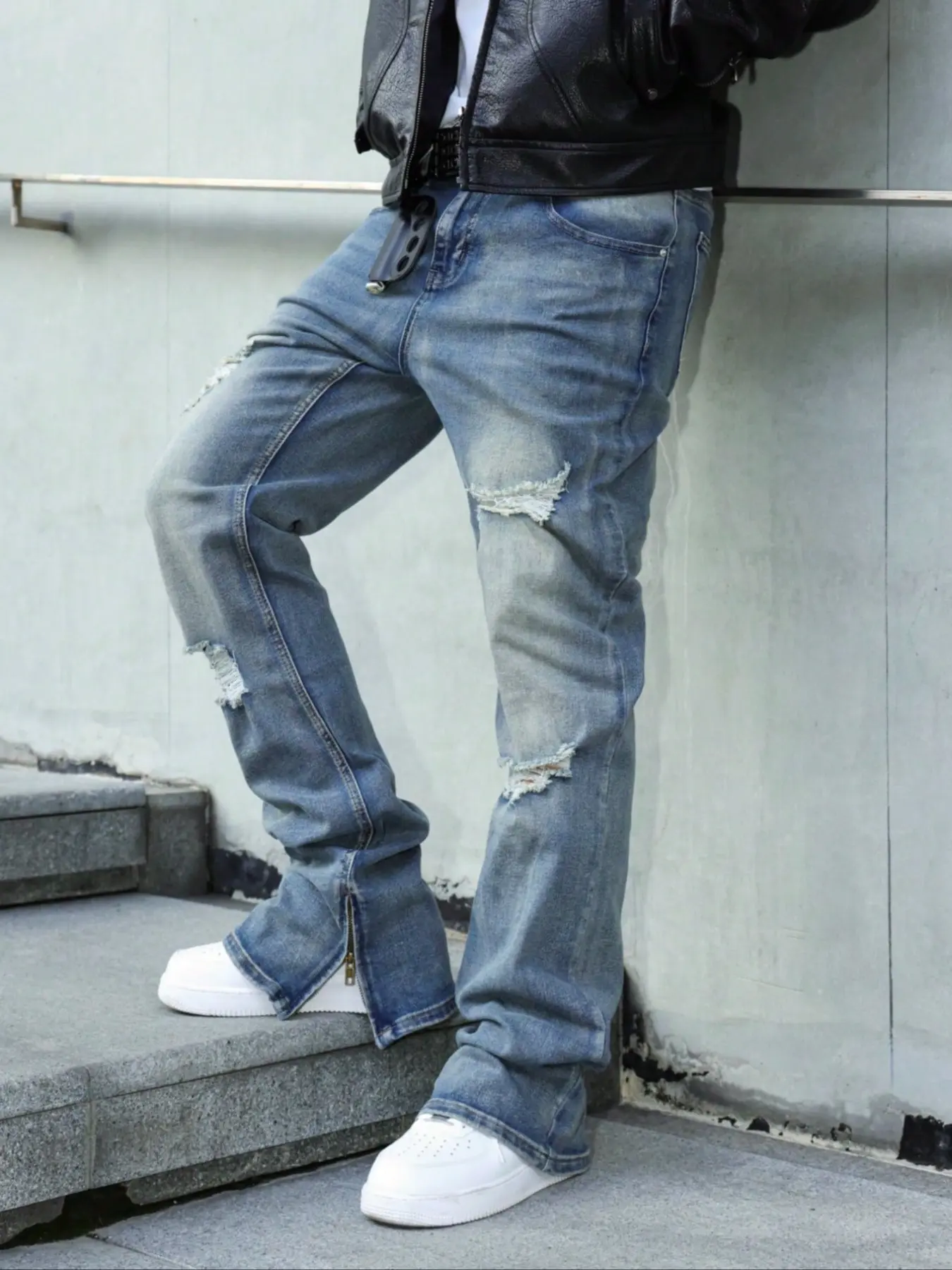 Fashion Men's Jeans, Loose Straight Leg Casual Pants, Menswear, American Retro Vintage Classic Streetwear Style, Slight Flare Design, Modern Fashionable Look, Pocket