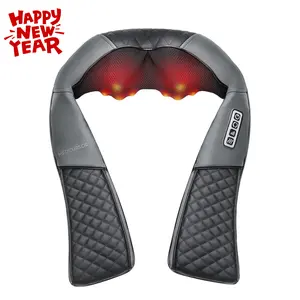 [New Year Gift] Neck and Shoulder Massager with Heat, Electric Shiatsu Back Massage Device, Portable Deep Tissue 3D Kneading Pillow for Muscle Pain Relief at Home, Office, Car, Ideal Gifts (No Battery)