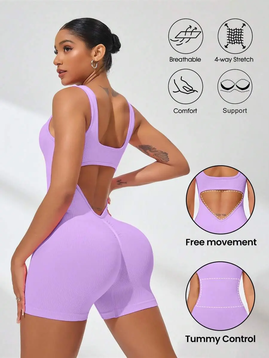 Women's Fitness Jumpsuit, Slim Fit Stylish Yoga Bodysuit