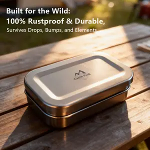 【Castle Peak Co.】 Titanium Lunch Box Leak-Proof Lid & Folding Handle Camping Cookware Lightweight Outdoor Cooking Pan for Backpacking Hiking Picnic Travel - Versatile Use tiktokshopspringglowup