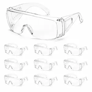 10 Pack Clear Safety Glasses Protective Eyewear Side Shields Dust Splash Eye Protection for Cleaning DIY Yard Work Lab Classroom