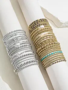 Boho Style Beaded Bracelets, Bracelet Set, Fashionable Letter Charm Decor Beaded Bracelet for Women & Men, Trendy All-match & Exquisite Jewelry for Birthday Gift