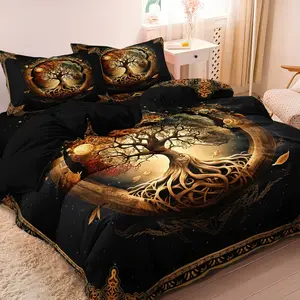 3pcs Set, Decorative Bedding Set - Universe Tree of Life Print Duvet Cover (1 Duvet Cover + 2 Pillowcases, No Insert) - High-Definition Print - For All Seasons, Home & Dorm Nordic Style