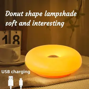 Dount Lamp, table lamp Modern Orange Donut TouchLight,Touch Adjustable Brightness and ColorTemperature Bedroom USB rechargeable desk lamp,  Touch Switch, Desk orAmbient Decor,  | Playful Design |,Ambient Light DecorOrange/White Style Table Lamp