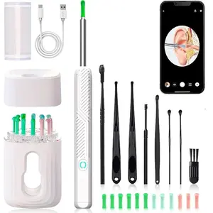 Earwax Removal Tool Kit with Camera, Portable 360° Wide-Angle Ear Cleaner, Waterproof Endoscope, USB Charging, Compatible with iPhone & Android, Earwax Cleaning Kit